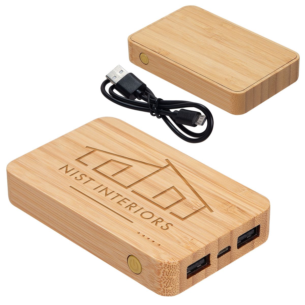 Bamboo 5000mAh Dual Port Power Bank with Wireless Charger